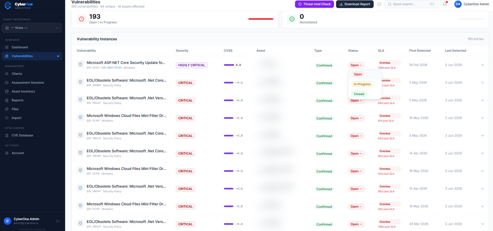Instance-level triage with SLA state and detection history